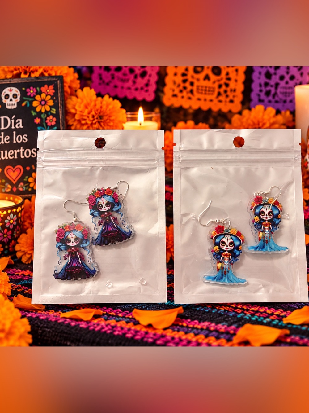 Día de los Muertos / Day of the Dead Dangle Earrings - 2 Pair Bundle